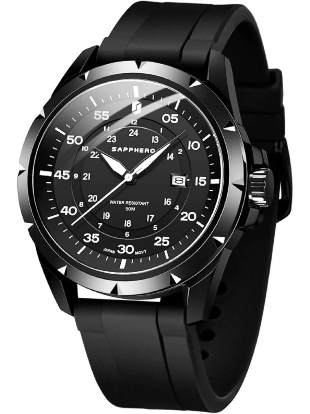 Stylish Waterproof Quartz Watch for Men - Luminous Date Display, Silicone Strap